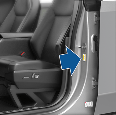 Label on center door pillar