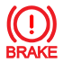 Red icon with an exclamation mark and word "BRAKE" underneath.