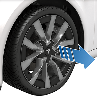 Aero cover with arrow pointing away from tire