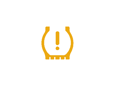 Amber icon of an exclamation mark within a tire symbol