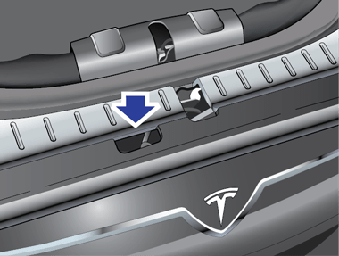 フロント フード ラッチを指し示す矢印