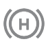 Gray icon of an "H" in a circle.