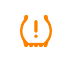 Gul ikon med ett utropstecken inom en däcksymbol