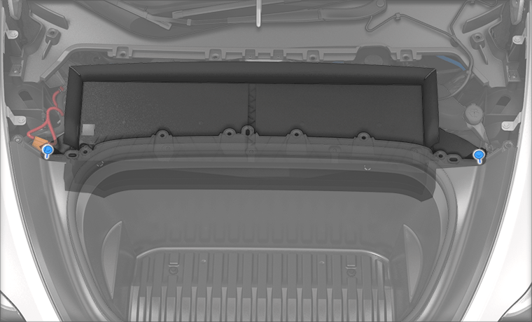 Zaznaczone śruby (x2) na zespole filtra HEPA